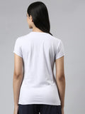 Enamor Essentials Short Sleeve Round Neck Slim Fit Stretch Cotton Tshirt For Womens-E147 (E147_Lilac Iris/Calm Graphic_Xl)