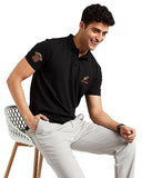 Eyebogler Regular Fit Mens Polo Neck Half Sleeve Soild Casual Tshirt Black,BlackApparel,2XL