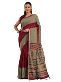 Libas Womens Solid Cotton Blend Saree With Blouse Piece
