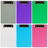 JAM PAPER Small Memo Plastic Clipboards with Low Profile Metal Clip - Mini (6 x 9) - Assorted Colors - 6 Clip Boards/Pack