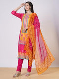 Gosriki Women'S Rayon Viscose Printed Straight Kurta With Pant & Dupatta (Shubhangi Rani-Vks01-Gs_M_Pink_Medium),Pink,,B0DTK6YQB1