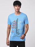 Adro Guitar Design Printed T-Shirt For Men - 100% Cotton, Regular Fit, Soft Breathable Fabric. (Rn23-M-Gtr-Sk_Skyblue_2Xl)