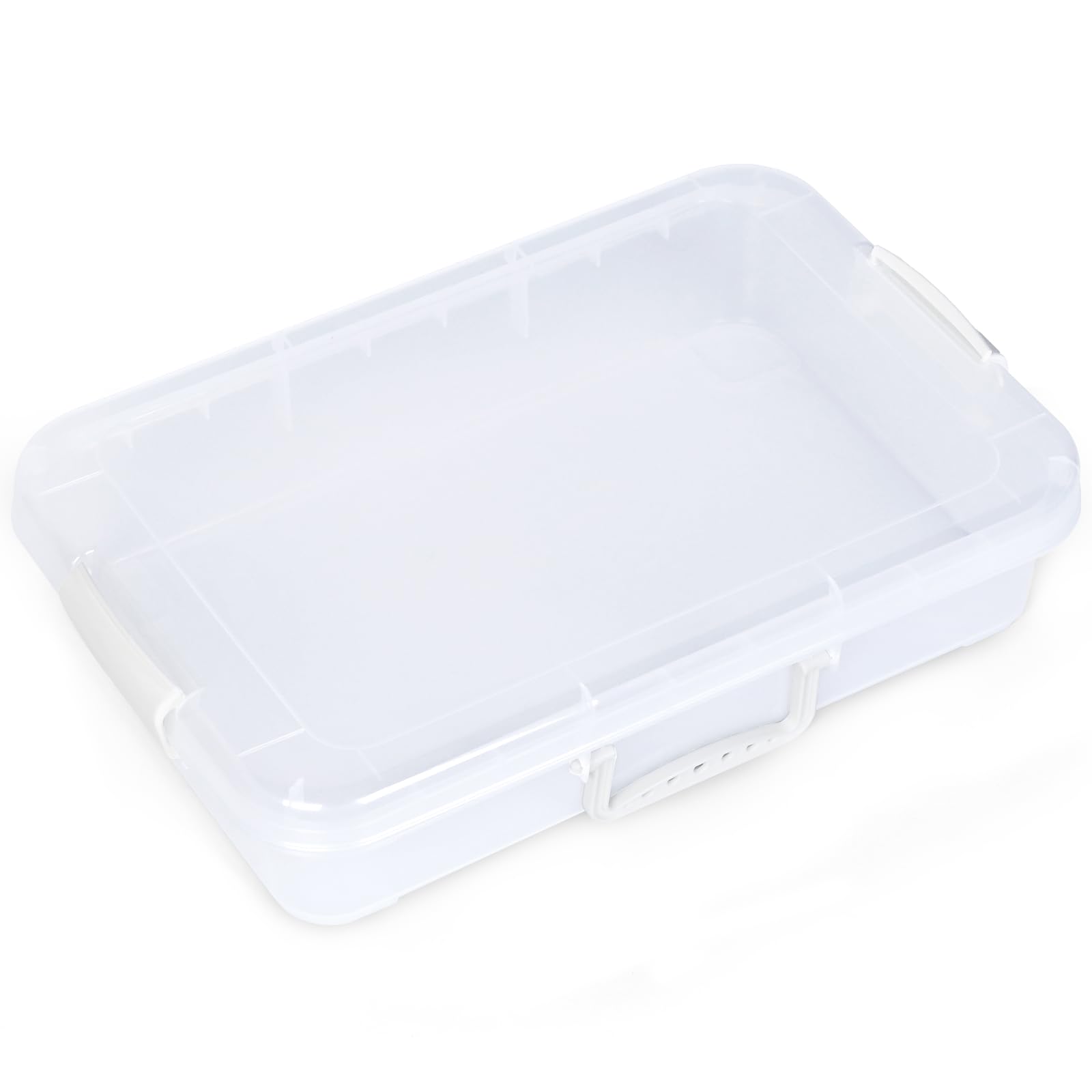 Madzee Plastic Activity Tray with lid for Slime, Beads, Sand and Sensory Toys - 15 Inches (White & Clear)