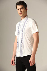 Toplot Men'S Causal Shirt With Short Sleeve & Geometric Print (Mens-Geo-Shirt-5096-Navy-M),Navy,,B0BZMJNLJM