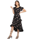 Oomph! Women'S Western & Fusion Wear Wrap Midi Dresses For Women Black - Md158,Jet BlackApparel,XL