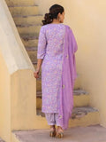 Anni Designer Women'S Rayon Blend Printed Straight Kurta With Pant & Dupatta (Welco-Purple-Nw_L_Purple_Large),Purple,L,,,