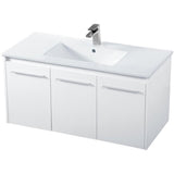 Elegant Decor Rasina 40 Single Porcelain Top Floating Bathroom Vanity In White