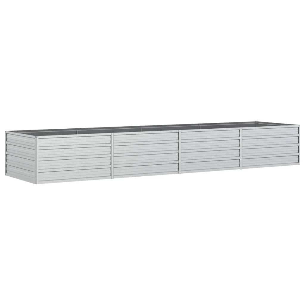 'Vidaxl Rectangular Raised Garden Bed In Silver - Galvanised Steel - Large Size For Outdoor Patio, Balcony, Deck Or Backyard Planting