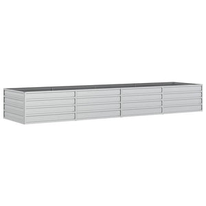 'Vidaxl Rectangular Raised Garden Bed In Silver - Galvanised Steel - Large Size For Outdoor Patio, Balcony, Deck Or Backyard Planting