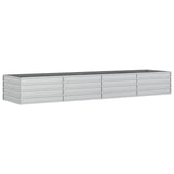 'Vidaxl Rectangular Raised Garden Bed In Silver - Galvanised Steel - Large Size For Outdoor Patio, Balcony, Deck Or Backyard Planting