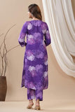 Anni Designer Women'S Cotton Blend Calf Length Printed Straight Co-Ord Set (710 Violet_Purple_Small),Purple,S,Cotton Blend,ANNI DESIGNER Women's Cotton Blend Straight Printed Co-Ord Set (710 Violet),Kurta