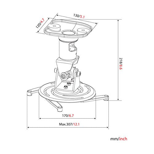 AMER Projector Mount - Ceiling Bracket LCD DLP Tilt 360 Swivel 30lbs (White)