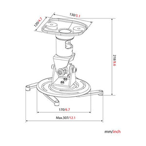 AMER Projector Mount - Ceiling Bracket LCD DLP Tilt 360 Swivel 30lbs (White)