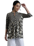 Libas Women'S Cotton Printed A-Line Kurti (29067R_Black