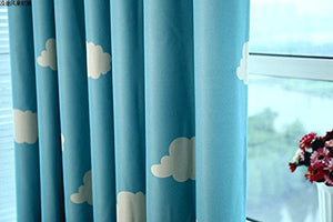 1 Pair Blue and White Cloud Semi-Blackout Curtains for Boys Kids Children Nursery Room Bedroom (Blue, 2 x 39x63 Inch)