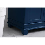 Elegant Decor Wesley 42 Steel And Solid Wood Single Bathroom Vanity Set In Blue