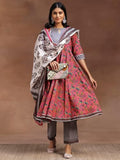Libas Pink Pure Cotton Printed Kurta Sets For Women Pink Xl 36683O