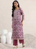 Libas Women'S Linen Kurta Set (99504 Pink M