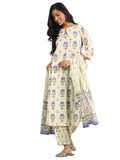 Libas Womens Printed Cotton Straight Kurta With Salwar And Dupatta