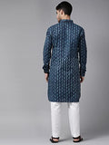 See Designs Men'S Indigo Regular Pure Cotton Pathani Printed Men'S Kurta - Sdpkt_1151Xl
