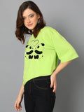 Kotty Women'S Cotton Blend Printed Oversized T-Shirts,Lime Green_308Apparel,M