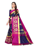 Leriya Fashion Saree for Women - Cotton Silk Traditional Print & Golden Zari Designer Rich Border with Un-Stitched Blouse Piece 