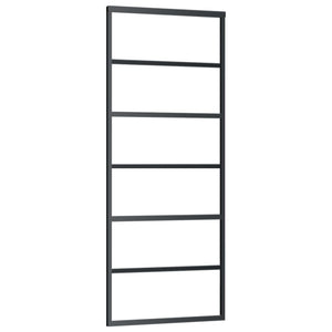 Vidaxl Sliding Door With Aluminum Frame And Esg Glass - Transparent With Black Printing - Quiet Operation - Includes Mounting Accessories - Dimension 29.9'X80.7'