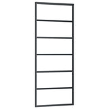 Vidaxl Sliding Door With Aluminum Frame And Esg Glass - Transparent With Black Printing - Quiet Operation - Includes Mounting Accessories - Dimension 29.9'X80.7'