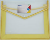 A4 Plastic File Folders With Snap Button Closure 3 Pack Multicolor Poly Envelope Document Organizers, Waterproof Transparent P