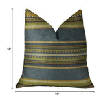 Plutus Brands Plutus Chic Stripe Indigo Handmade Throw Pillow, 16 X 16, Dark Blue/Olive Green/Cream