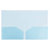 JAM PAPER Plastic Light Weight Flexible Two Pocket Presentation Folders - Blue - 6/Pack