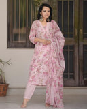 Gosriki Women'S Rayon Blend Straight Printed Kurta With Pant & Dupatta (Midon Pink-Gs_L_Pink_Large),Pink,,B0DFCJ7R6D