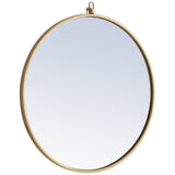 Elegant Decor Rowan Home Office Decorative Round Framed Hanging Wall Mirror, 24 L X 24 H - Brass