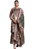 Libas Womens Printed Silk Blend Straight Kurta With Sharara And Dupatta