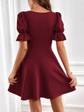 Leriya Fashion Women Soft Lycra Mid-Thigh Length Casual Dress (Lf-W.Dress-Wd1243_Red Large)