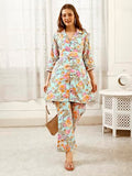 Shienzy Collared Kurta Pant Set || Co Ord Set || Pocket Kurta Pant Set For Women Sky Blue M