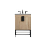 Elegant Decor Indoor Modern Under Sink Bathroom Fixtures Storage Organizer Cabinet 36 Inch Single Bathroom Vanity - Black With B