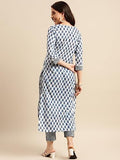 Gosriki Women'S Cotton Blend Straight Printed Kurta With Pant Set (Bitiya Blue-Nwg-Gs_Xxl_Blue_Xx-Large),Blue,2,B0CBPS49X6