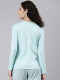 Enamor Women'S Letter Print Slim Fit T-Shirt (E157_Pastel Turquoise,Pastel TurquoiseApparel,L