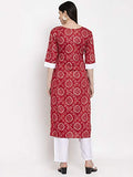 Gosriki Women'S Red Pure Cotton Straight Kurta With Plazzo (Zoe Red_L),Red,,B08KDZXVZH