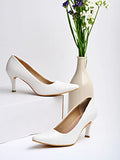 Shoetopia Women'S Block Heel Pumps White 7 Uk,White,7,B0C3RL536Q