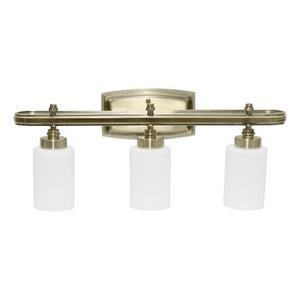 All The Rages Essentix 3-Light Glass & Metal Vanity Fixture In Antique Brass
