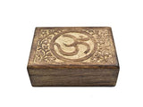 Hand Carved Wooden Jewelry Box with OM & Floral Carvings-Keepsake Organizer and Trinket Holder for Women and Girls