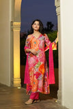 Anni Designer Women'S Rayon Blend Printed Straight Kurta With Pant & Dupatta (Vilasa Pink-Nb_S_Pink_Small),Pink,S,Rayon Blend,Regular,
