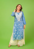 Anni Designer Women'S Rayon Blend Straight Chikankari Embroidered Kurta (Nakusha Blue_L_Blue_Large),Blue,L,Rayon Blend,Regular,Kurta