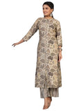 Gosriki Women'S Rayon Blend Straight Printed Kurta With Pant (Later Grey-Gs_L_Grey_Large),Grey,,B0CYH86R23
