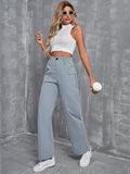 Toplot Cotton Solid Multi-Pocket Cargo Pant For Women (Wide-Leg-Cargo-5195-Silver-34),Silver,34,B0D9VQ7Q8B