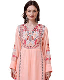 Fashion Basket Women'S Faux Georgette Embroidered Straight Kurta With Dupatta (Xxx-Large, Peach)