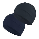 Bismaadh Unisex Cotton Skull Caps 2Pack Lightweight Beanie Sleep Hats Breathable Helmet Liner Biking Running Cycling, Assorted,