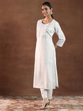 Libas Women'S Cotton Blend Kurta Set (27883_Off White_S)